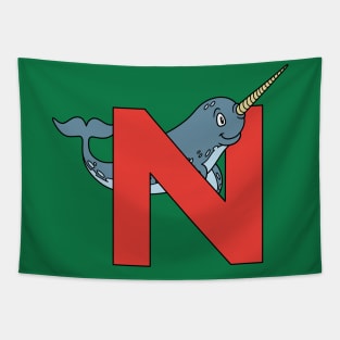 Letter N with Narwhal Tapestry