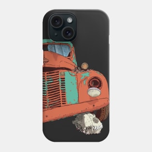 Old vintage truck and wolf skull Phone Case
