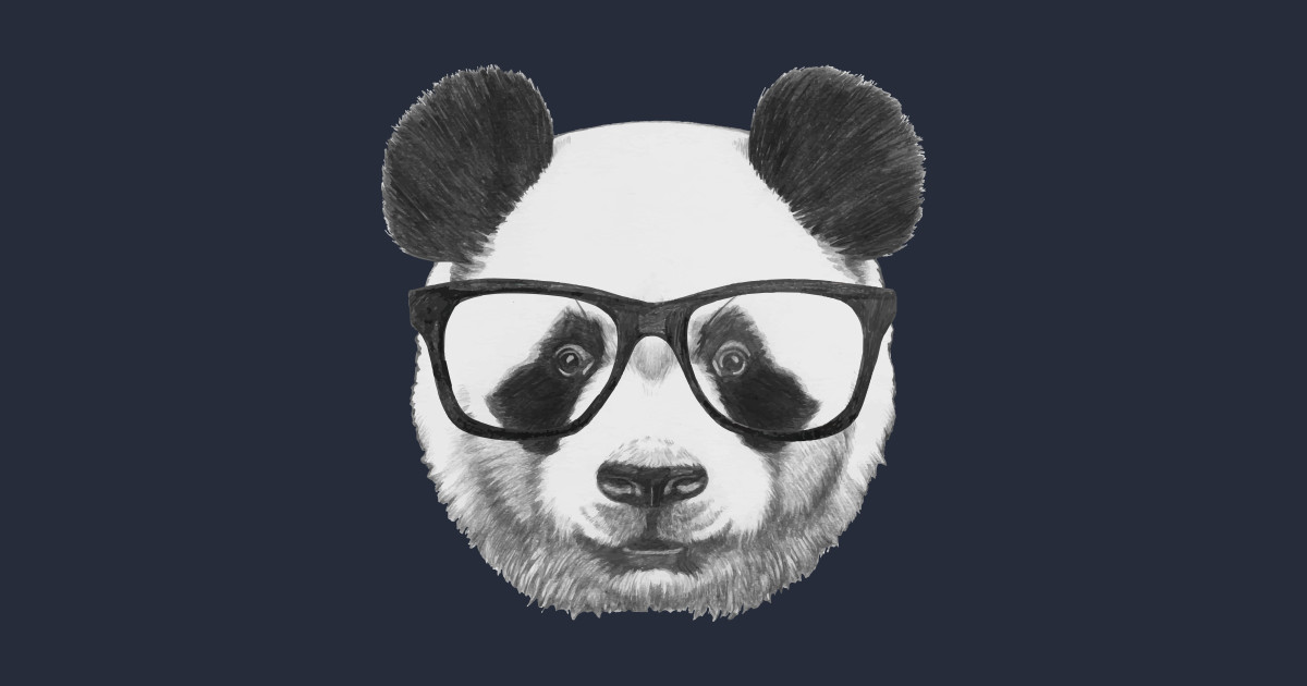 Panda With Glasses Panda Pin Teepublic 0545
