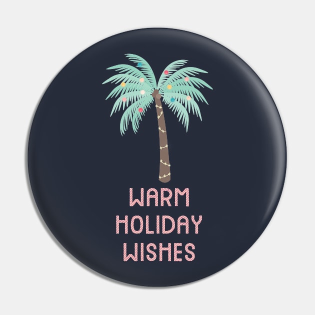 Warm Holiday Wishes Festive Palm Tree Pin by SharksOnShore