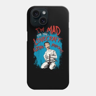 Lovecraft eZine Podcast - red text, blue background Phone Case