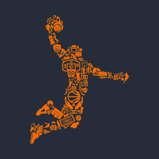 Basketball Playing Dunking Icon Silhouette T-Shirt