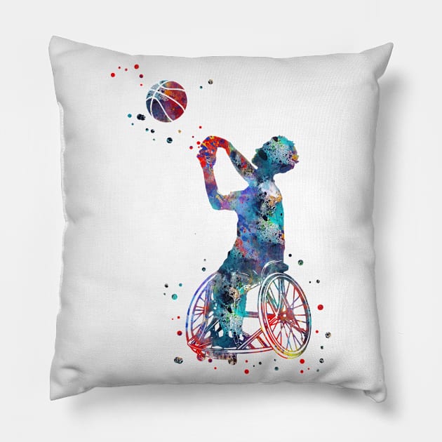 Wheelchair basketball Pillow by RosaliArt