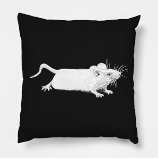 Pencil Sketch of a White Mouse on Pink Pillow