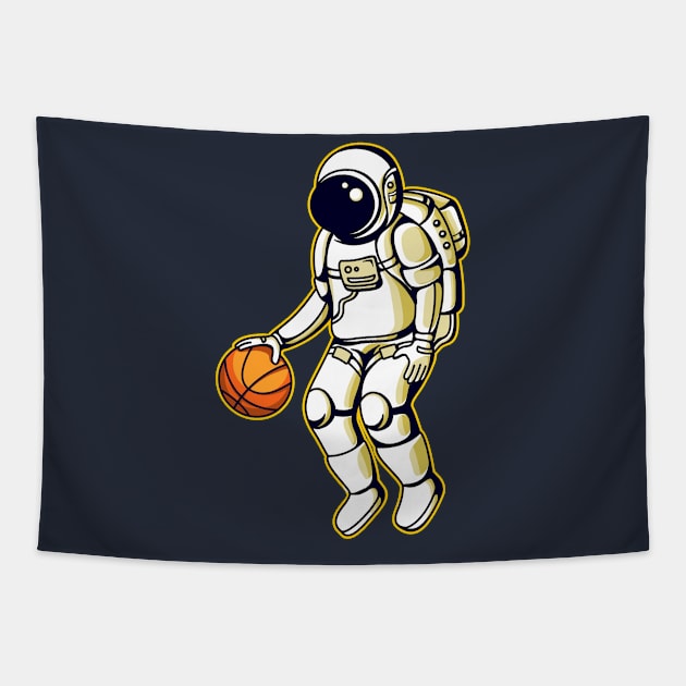 Astronaut and Basketball Tapestry by VEKTORKITA