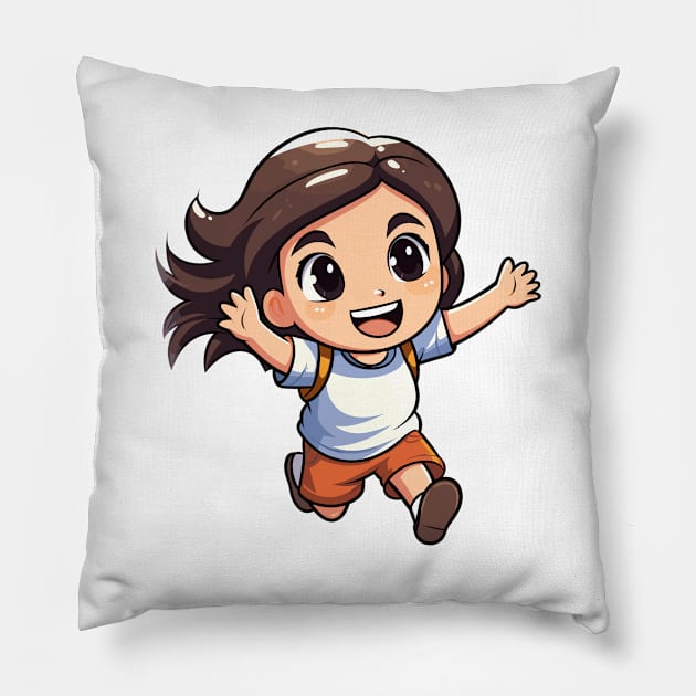 funny happy kid cartoon v1 Pillow by H2Ovib3s