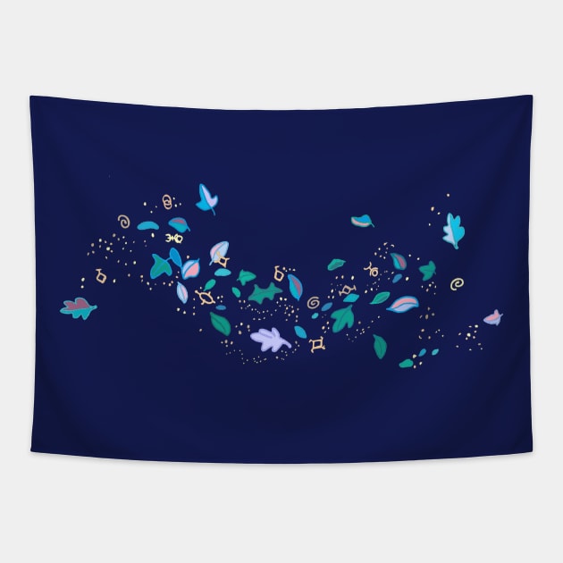 Colours of the Wind leaves Tapestry by JennyGreneIllustration