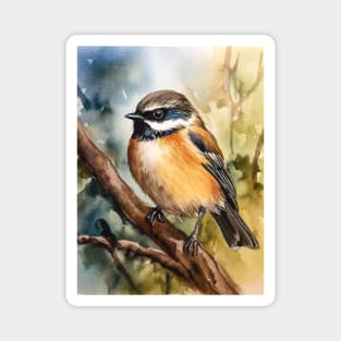 Chirping Chickadee in Watercolor Magnet