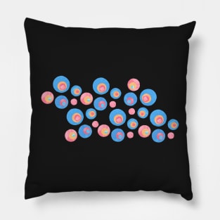 Circles in Blue, Red, and Orange - Watercolor Cutouts Pillow