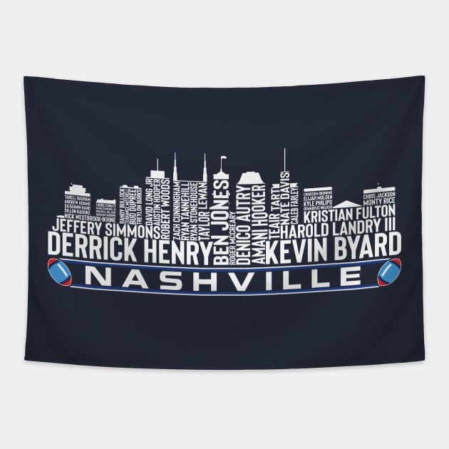 Tennessee Football Team 23 Player Roster, Nashville City Skyline Tapestry by Legend Skyline