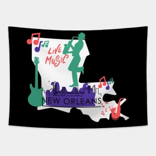 Purple New Orleans Louisiana Mardi Gras City Skyline Music Jazz Travel holidays Tapestry