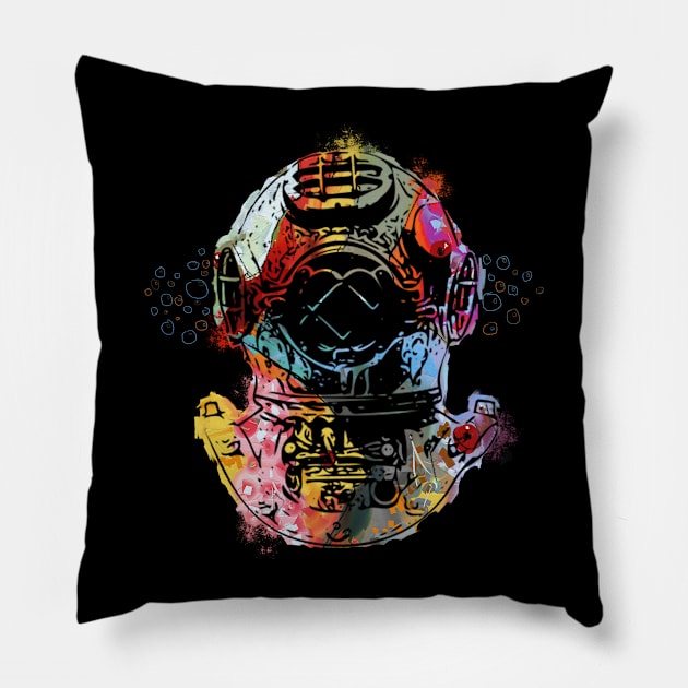 Fish Diver Pillow by DavidLoblaw