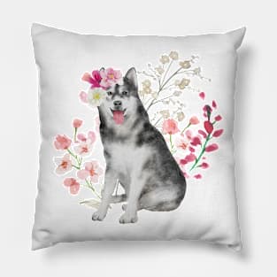 Floral Husky or Malamute Pillow