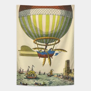 Vintage Science Fiction Steampunk Hot Air Balloon Tapestry