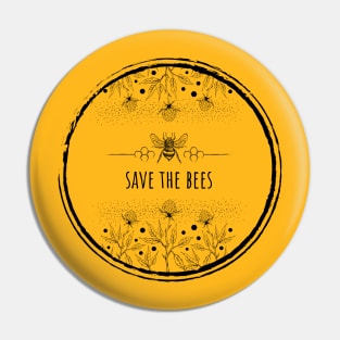 Clover flowers with save the bees black Pin