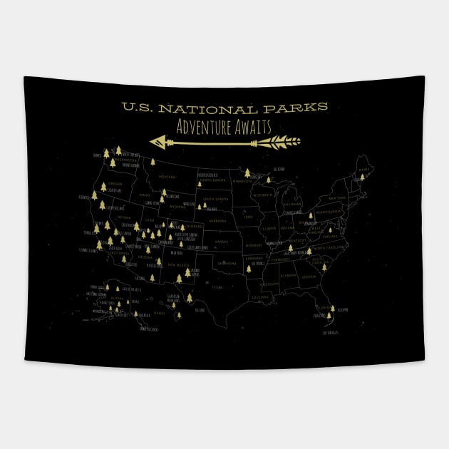 national parks in america - usa hiking Tapestry by Midoart