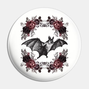 Romantic Dark Academia Gothic Floral Bat Pin