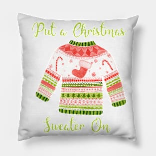 Red and Green Ugly Sweater Pillow