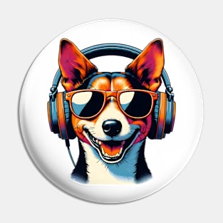 Toy Fox Terrier Smiling DJ in Energetic Japanese Art Pin