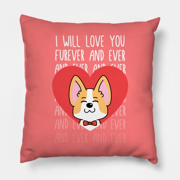 Furever Valentine Love Puppy Pun Pillow by DimensionC169