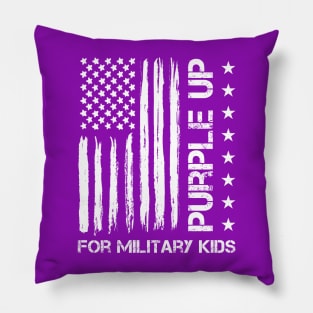 Purple Up For Military Kids USA Flag - Military Child Month Pillow