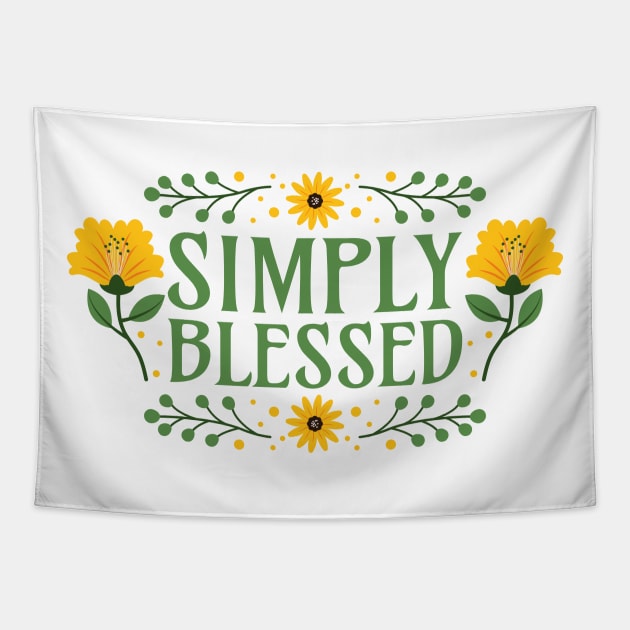 Simply Blessed - Gratitude Gratefulness Mindfulness Positive Words Tapestry by Millusti