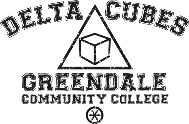 Greendale Delta Cubes Fraternity (dark print) Kids T-Shirt by kgullholmen