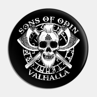 SONS OF ODIN - Viking Valhalla Thor Rune Valknut Axe Bearded Skull Men Gifts Pin