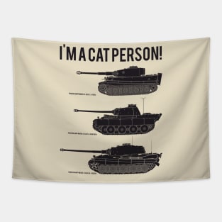 Three German Tank Cats Img A Cat Person black Version Tapestry