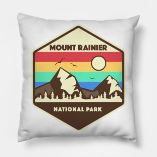 Mount Rainier National Park Retro Pillow