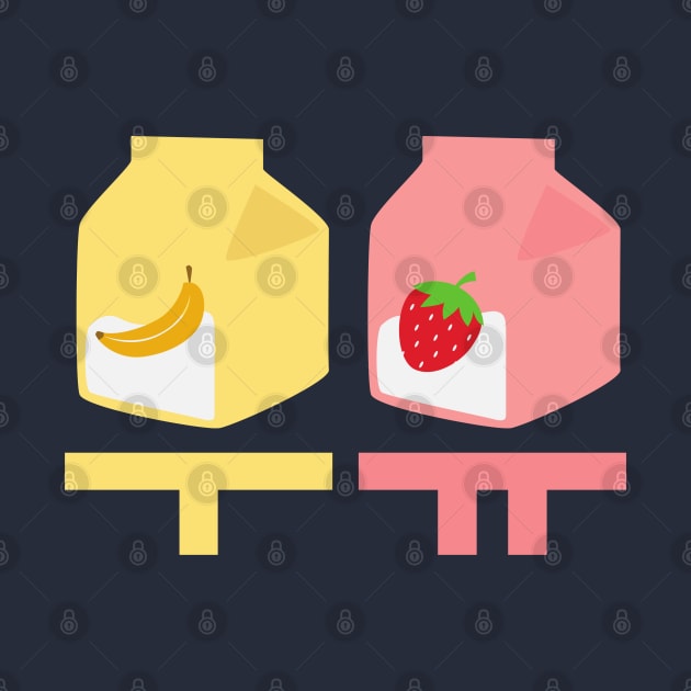 Korean Banana Milk and Strawberry Milk with Hangul by e s p y