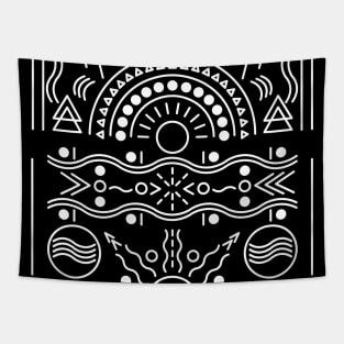 Tribal Sun and Waves Pattern Tapestry