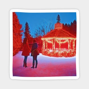 Christmas at a Snowy Day - Girls - Gazebo - Christmas Magnet