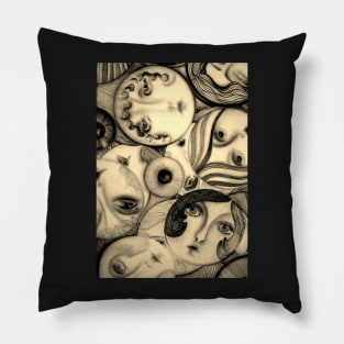 art deco dolly face mod flapper bubble lady op art Pillow