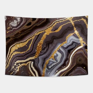 Marble Design - Earth Tones and Gold Inlay Tapestry