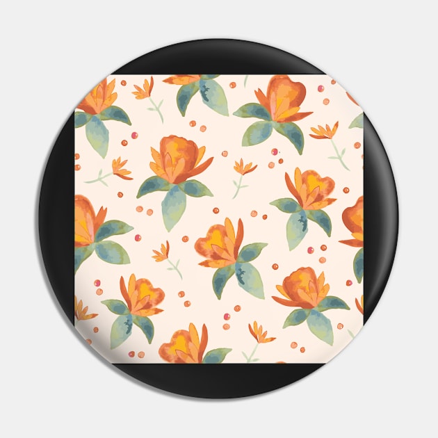 Cream, teal and burnt sienna watercolor florals and leaves Pin by FrancesPoff