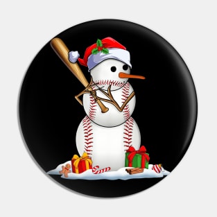 Baseball Santa Hat Snowman Christmas Lights Funny Xmas Squad Pin