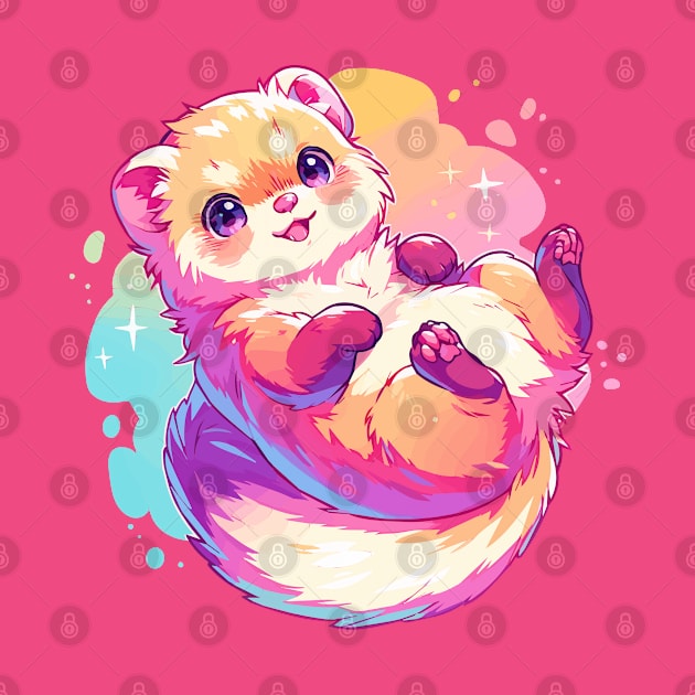 Happy ferret with vivid colors by etherElric