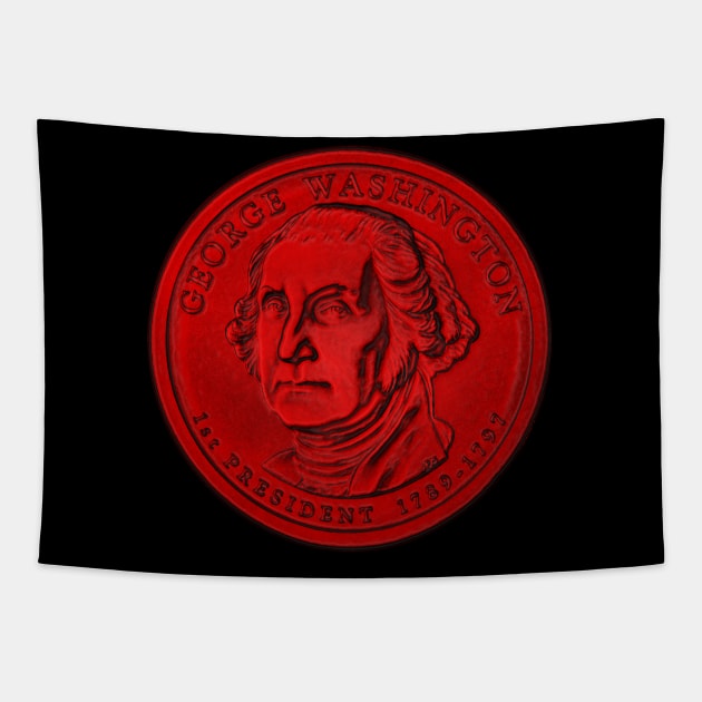 USA George Washington Coin in Red Tapestry by The Black Panther