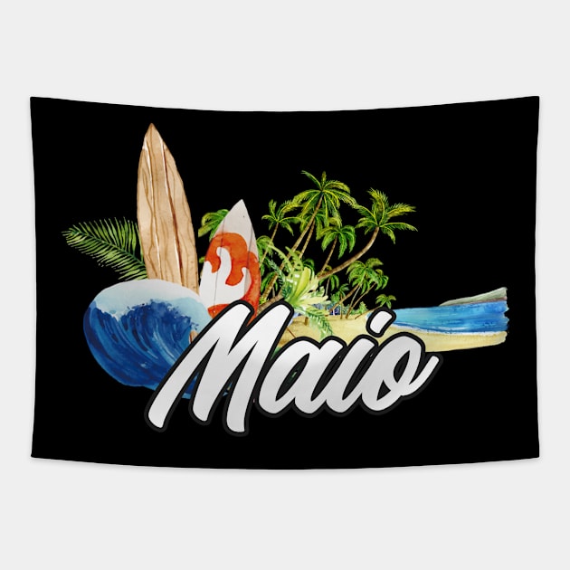 Maio surf. Surfing the waves of Maio . Perfect present for mother dad friend him or her Tapestry by SerenityByAlex