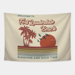 Fort Lauderdale Beach - Fort Lauderdale Beach Retro Sunset Tapestry