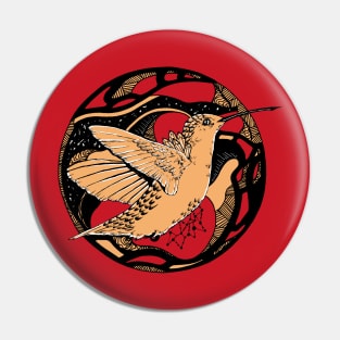 Red and Cream Circle of The Hummingbird Pin