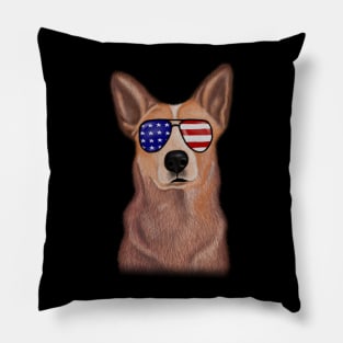 Proud Australian Cattle Dog Vintage America Flag Pillow
