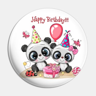 Two pandas are celebrating a birthday. Pin