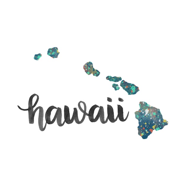 hawaii - calligraphy and abstract state outline by randomolive