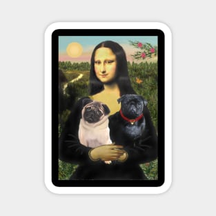 Mona Lisa and her Two Pugs Magnet