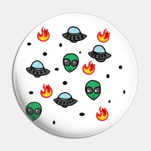 Alien Head Fire Image Pin