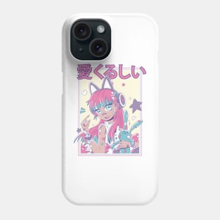 Cute anime girl with headphones Phone Case