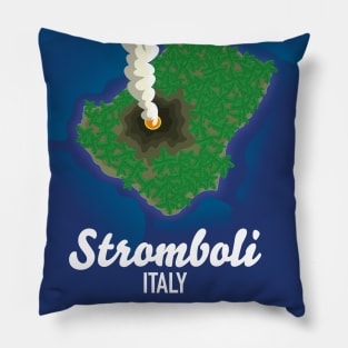 Stromboli Italy travel cartoon map Pillow