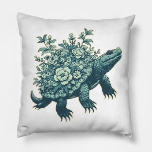 alligator snapping turtle - japanese art style Pillow